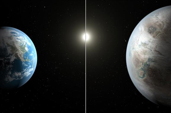 Земля (зліва) та Kepler 452-b