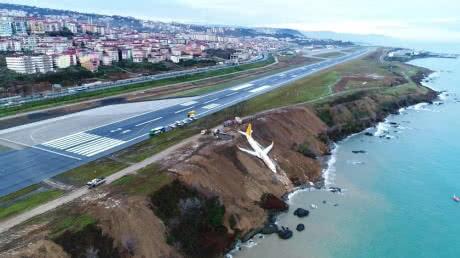 У Туреччині пасажирський літак з’їхав зі злітної смуги і ледь не впав у море