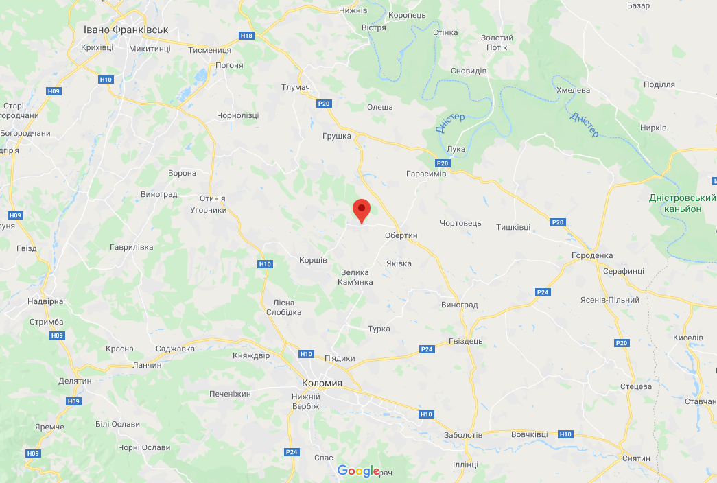 Розташування села Жуків Тлумацького району