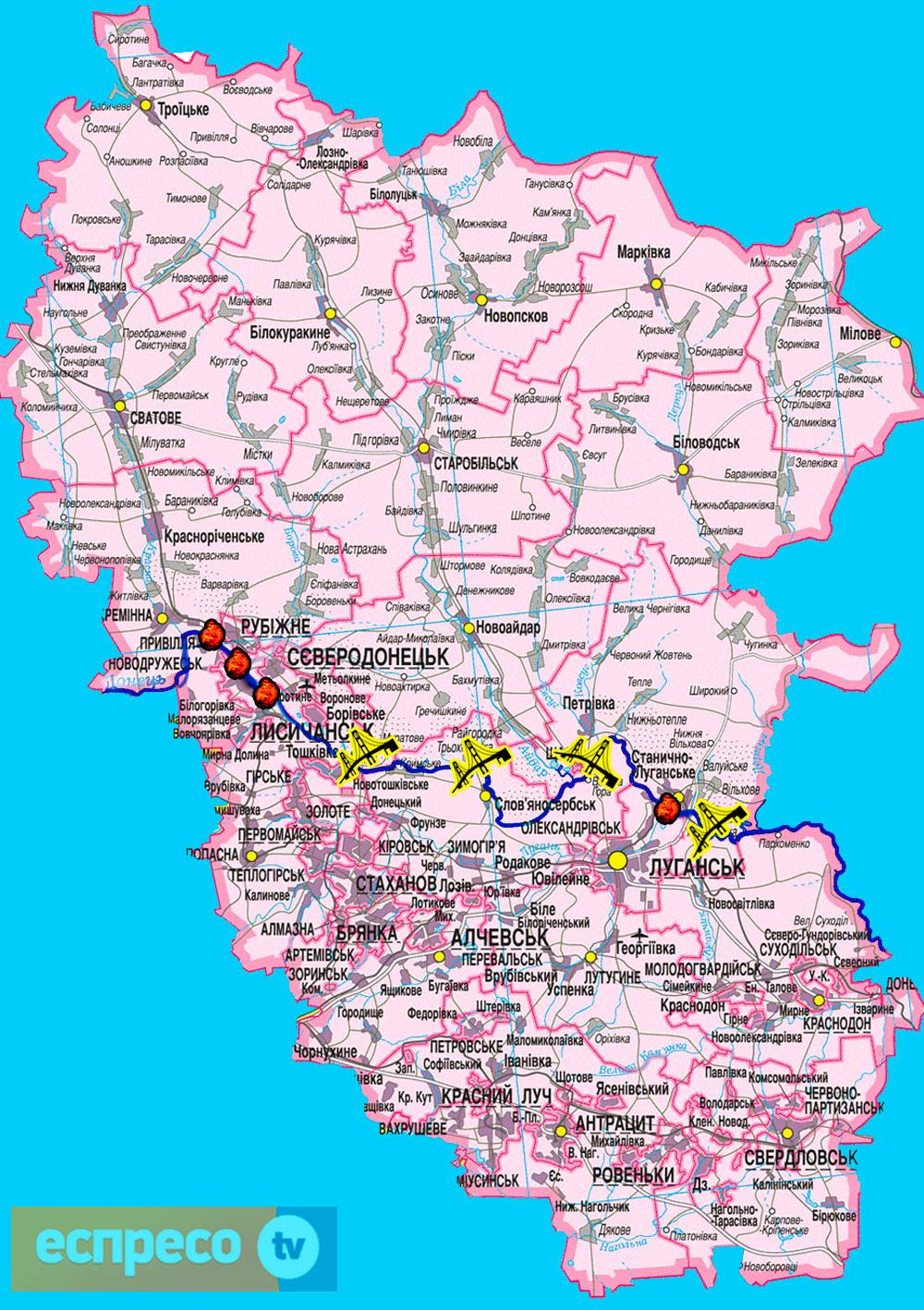 Поселок луганский карта. Карта Луганской области подробная. Карта Луганской области с поселками. Луганская область на карте с городами и поселками. Карта Луганска и области.