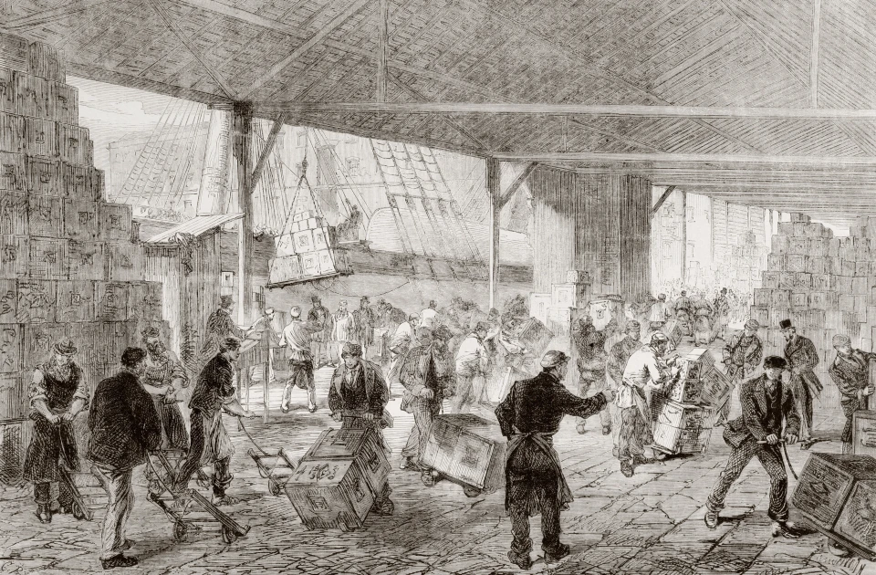 Вивантаження чаю з китайського кліпера у лондонських доках, 1868 рік. Ілюстративне фото