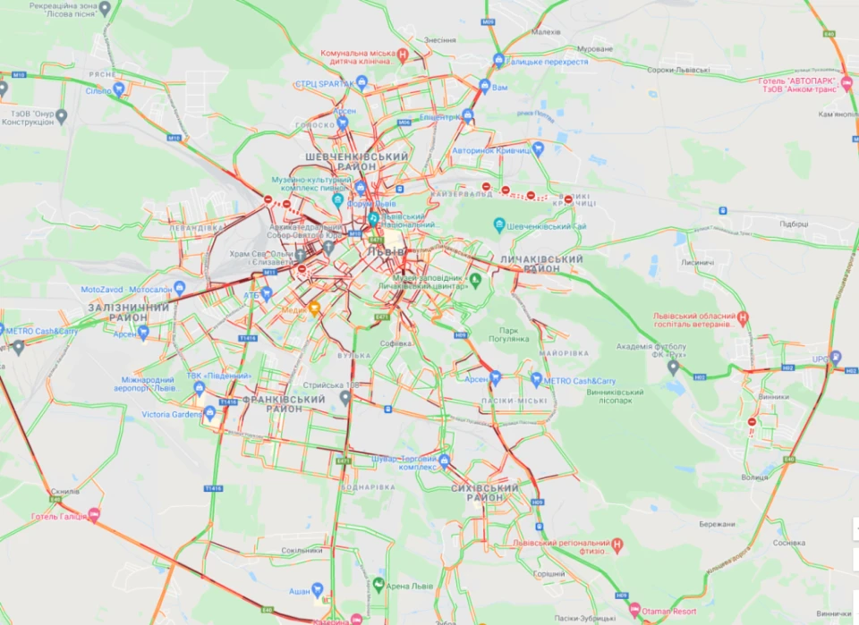 карта - затори
