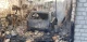 Гаражі, які охопила пожежа після ворожого обстрілу, Харківщина