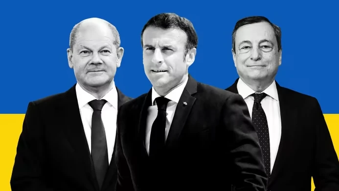 Олаф Шольц, Емманюель Макрон, Маріо Драгі