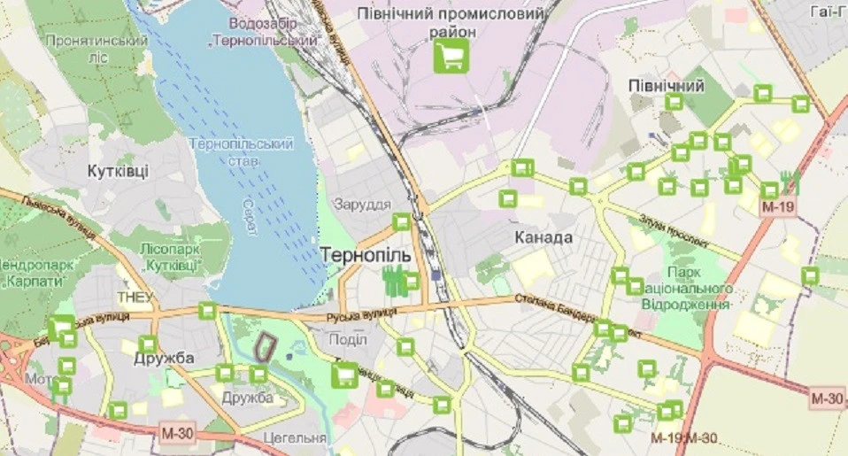 карта закладів торгівлі, які працюють без світла