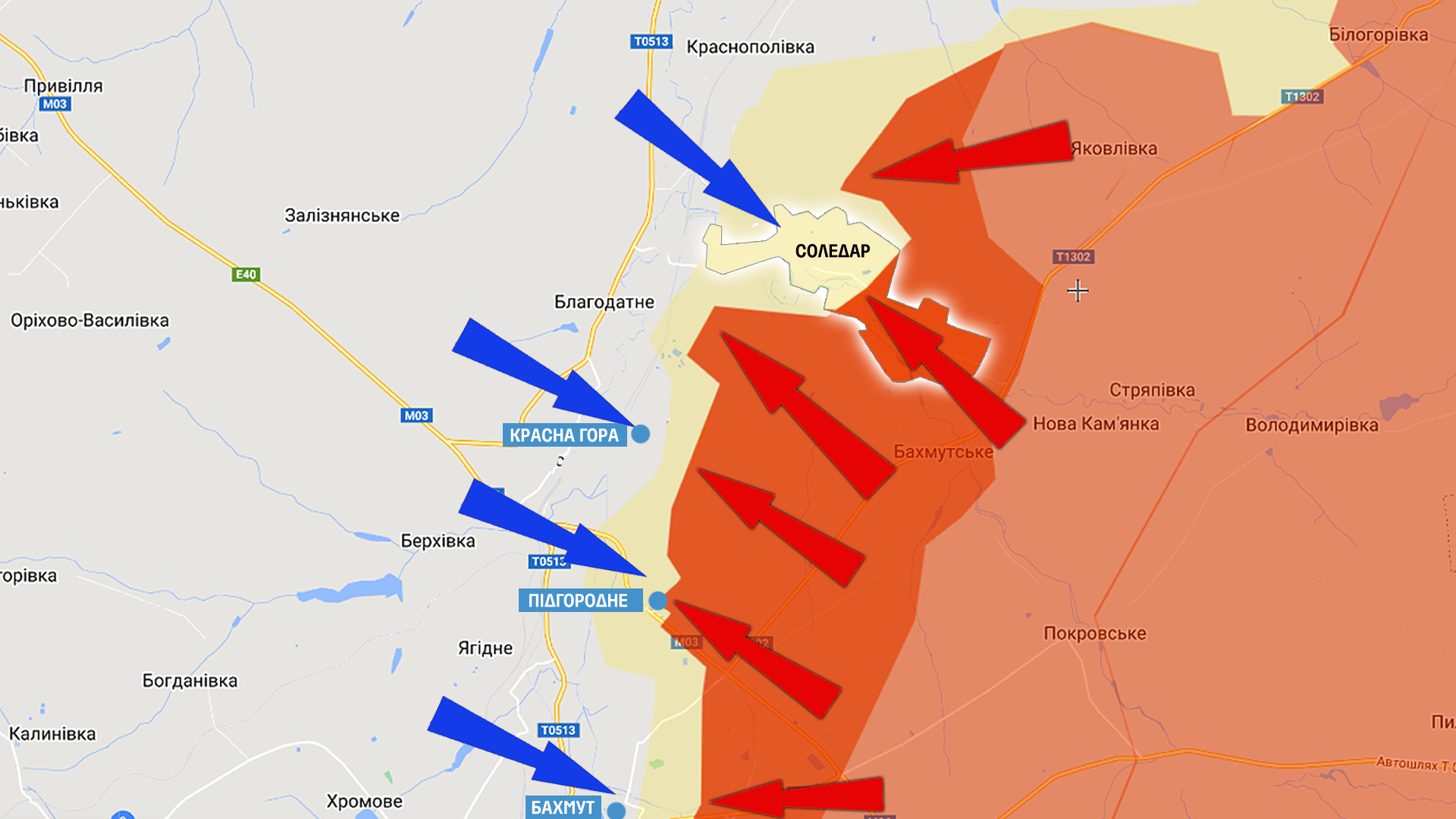 Карта боев соледар