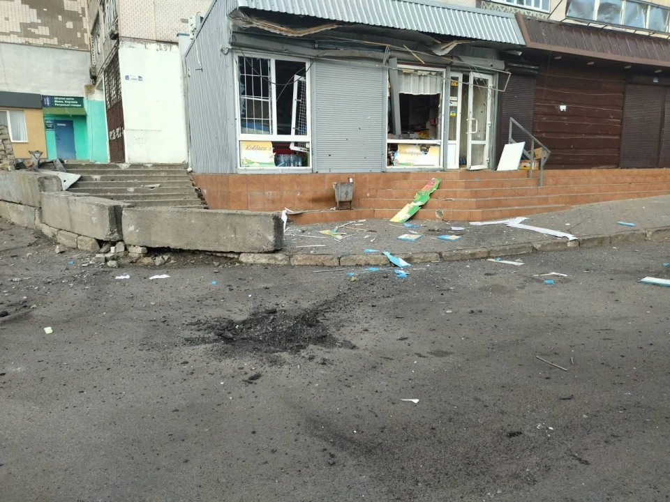 на фото наслідки обстрілу Берислава