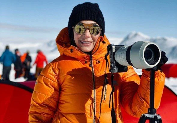 На фото: Марина Філатова відморозила ніс, підкорюючи гори Антарктиди