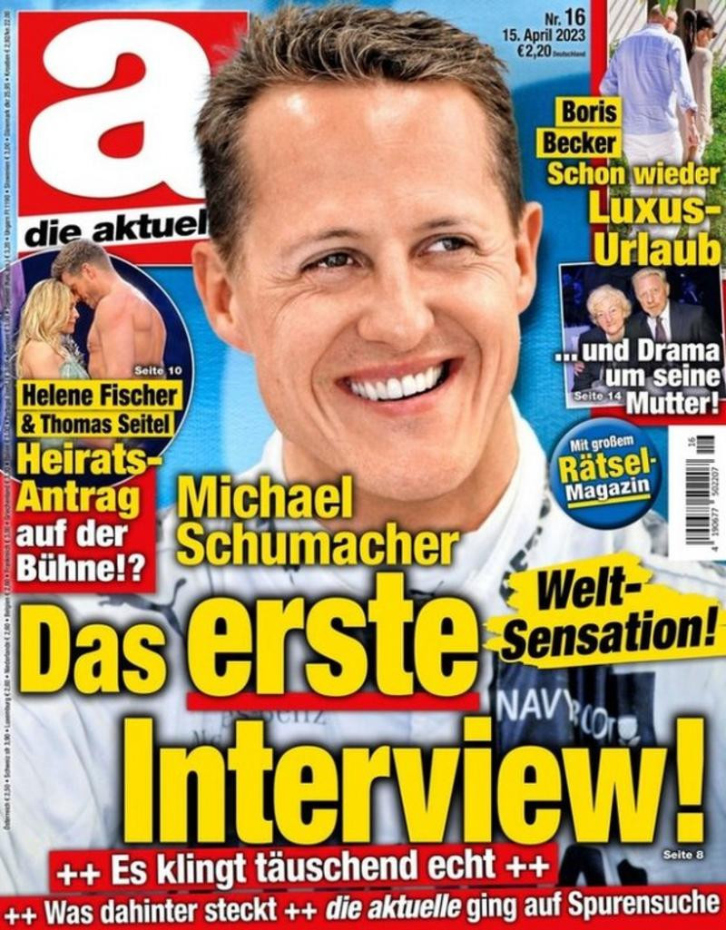 Обкладинка журналу Die Aktuelle з "інтервю" Шумахера, створеним ШІ