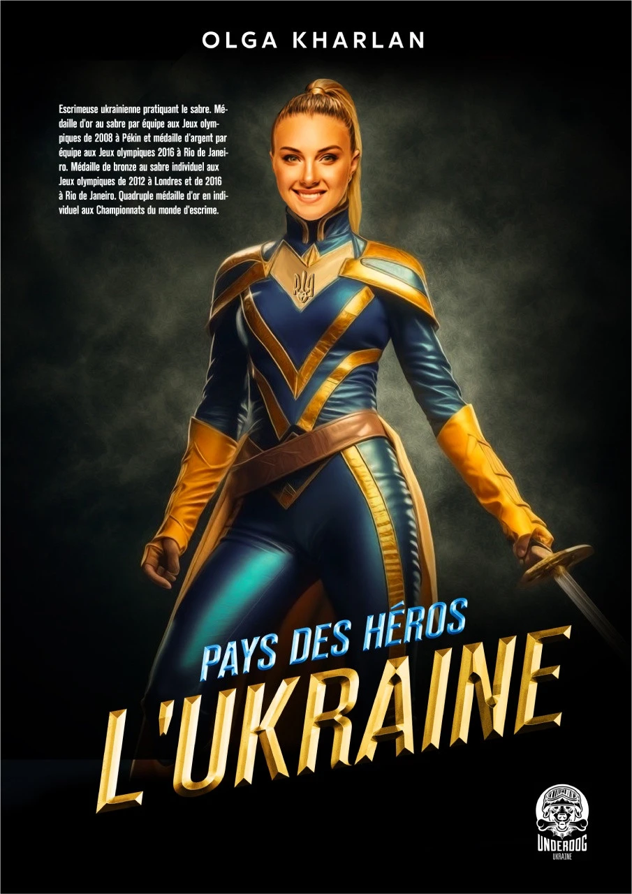 Olga Kharlan as champion superhero artwork