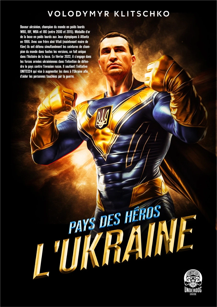 Volodymyr Klitschko as champion superhero artwork