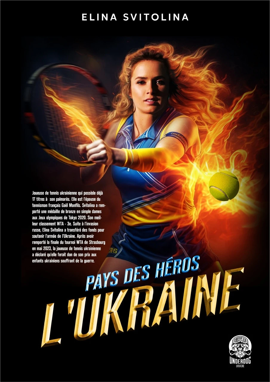 Elina Svitolina as champion superhero artwork