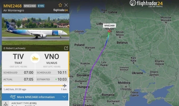 Літак Air Montenegro пролетів над Білоруссю