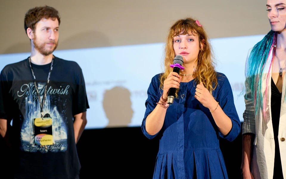 Режисерка Марися Нікітюк та програмний директор кінофестивалю Алекс Малишенко
