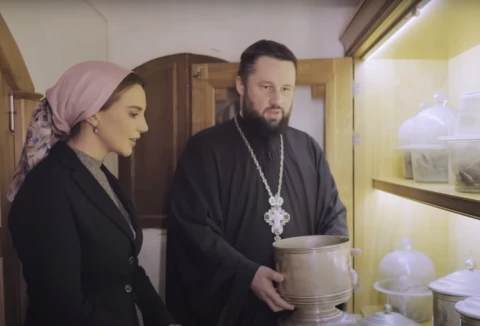 Оксана Марченко с архимандритом УПЦ (МП) Дамианом (Радзиховским)