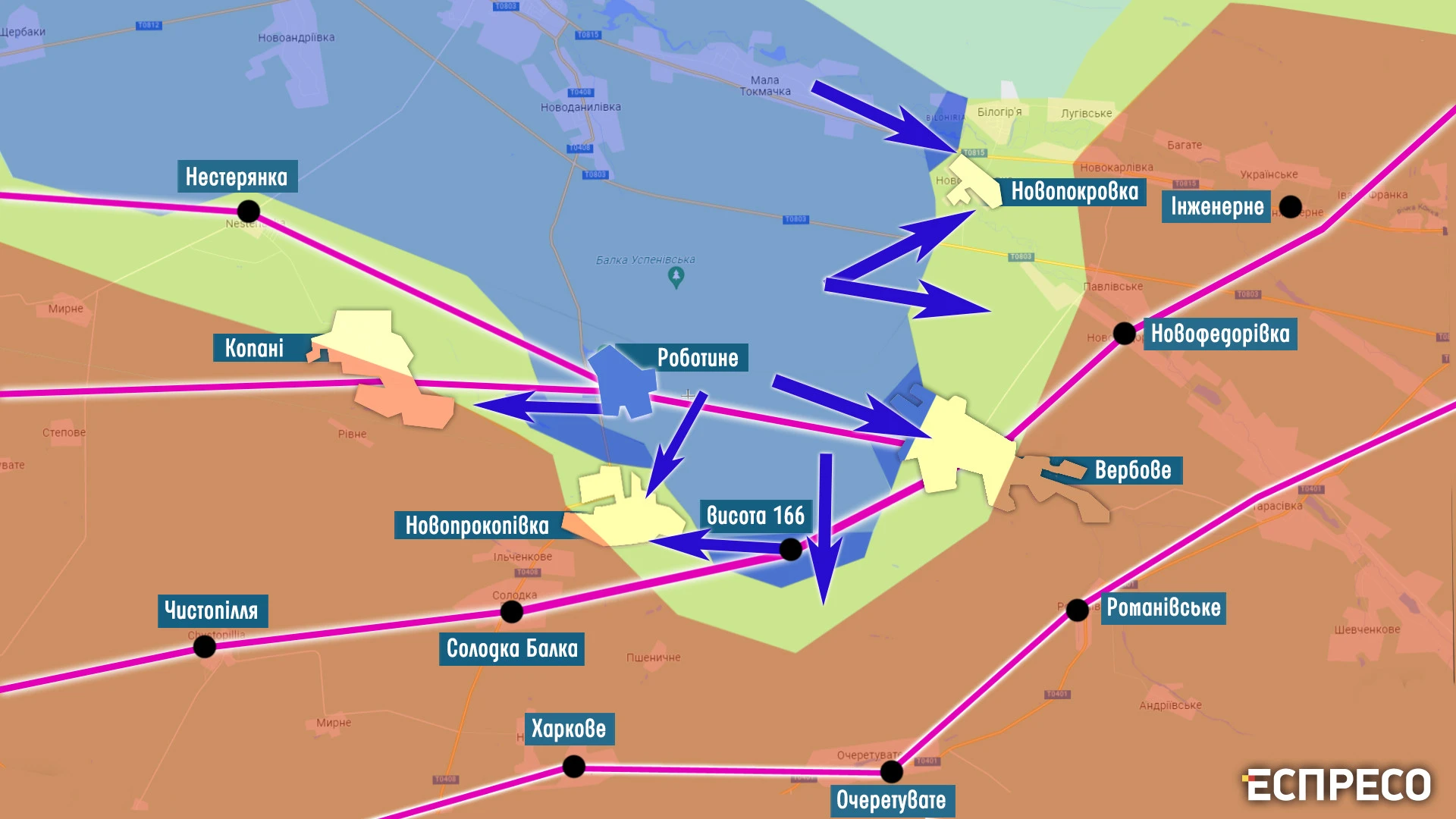Карта бойових дій Бахмут