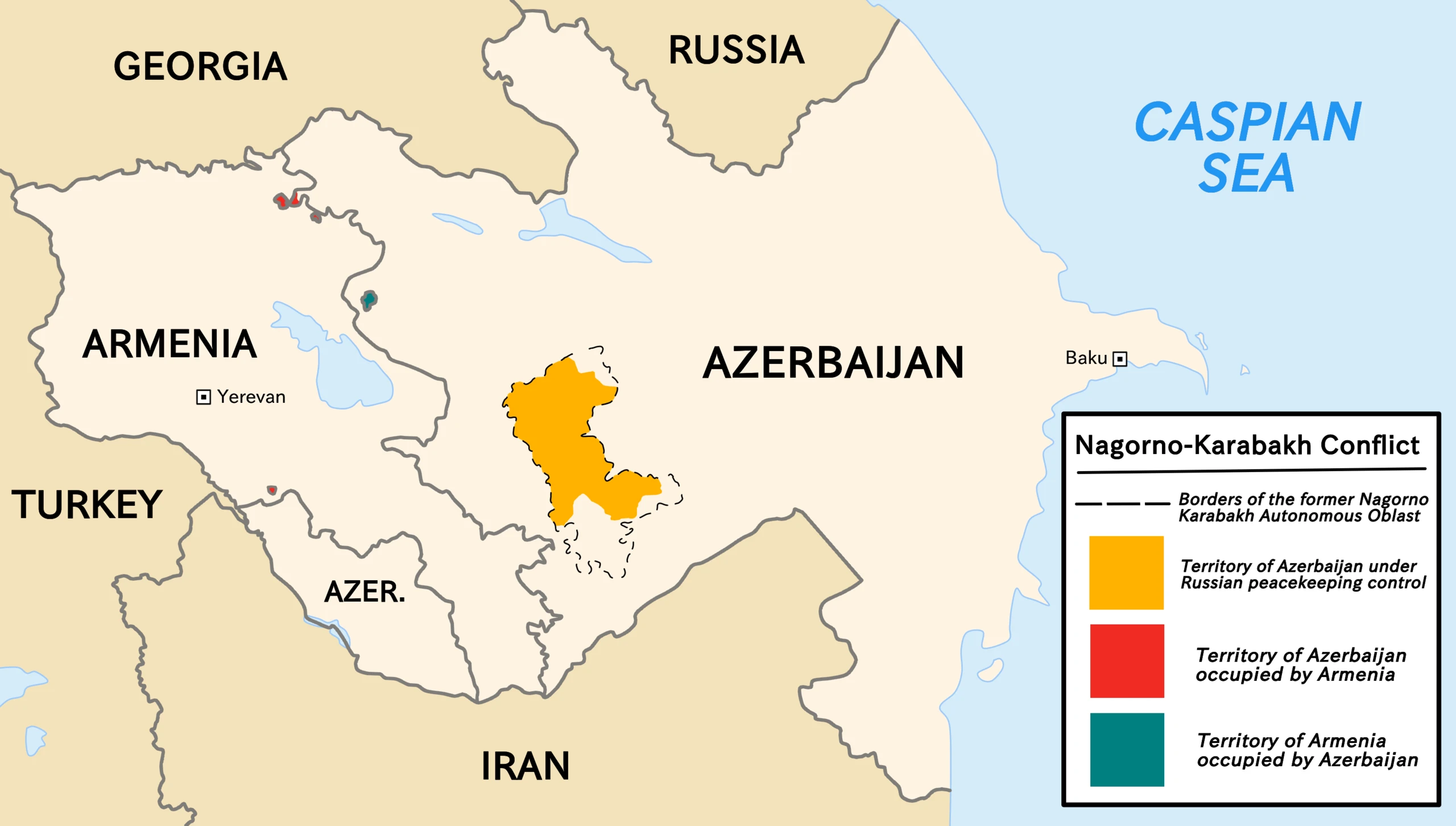Карабаський конфлікт, карта станом на 2020 рік