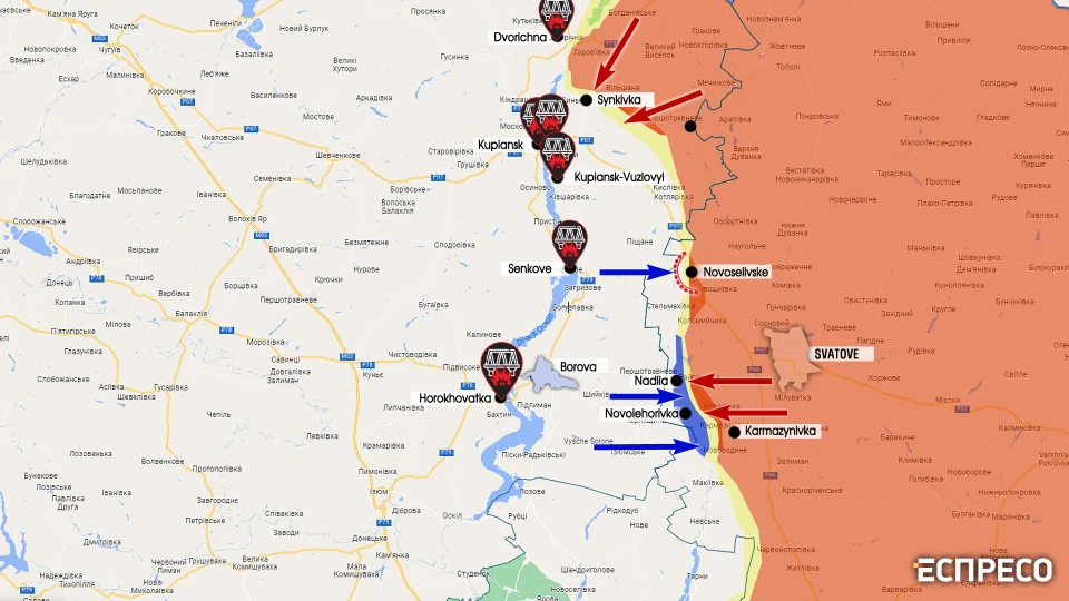 Map of combat actions in the Lyman-Kupyansk direction as of October 6