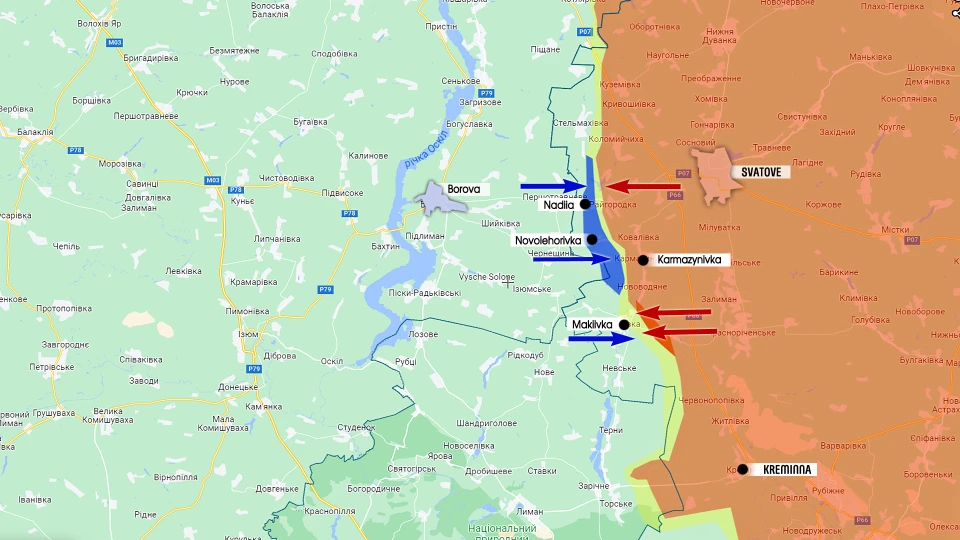 Map of fighting in Svatove-Kreminna area