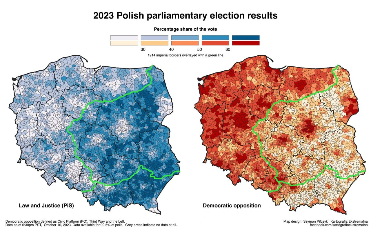 Мапа голосування у Польщі