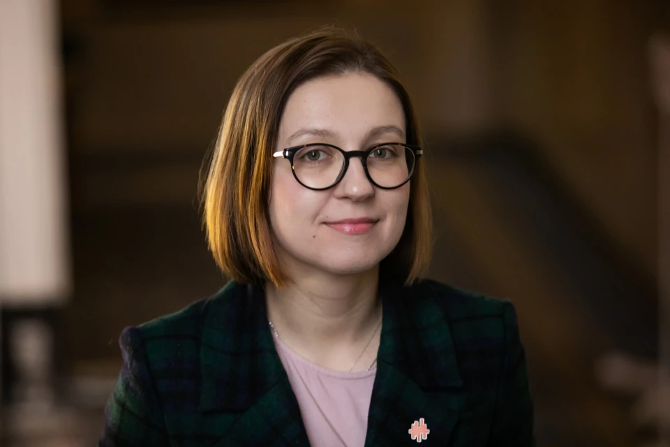 Інна Совсун із партійним значком, фото 2020 року