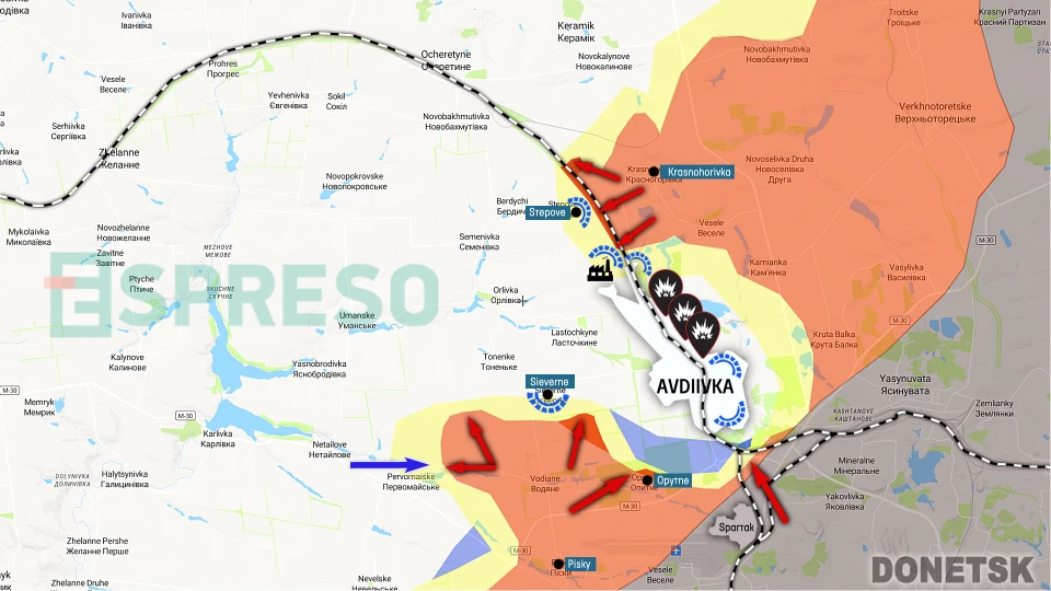 Map of fighting near Avdiivka