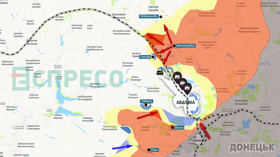 Карта бойових дій на Авдіївському напрямку 17 листопада
