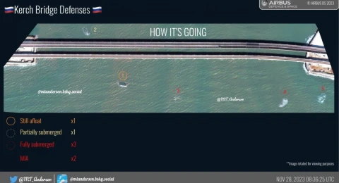 Satellite image of the Crimea bridge dated November 28 (source: MT Anderson)