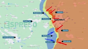 Map of fighting near Bakhmut Map of fighting near Bakhmut