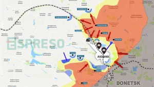 map of fighting near Avdiivka map of fighting near Avdiivka