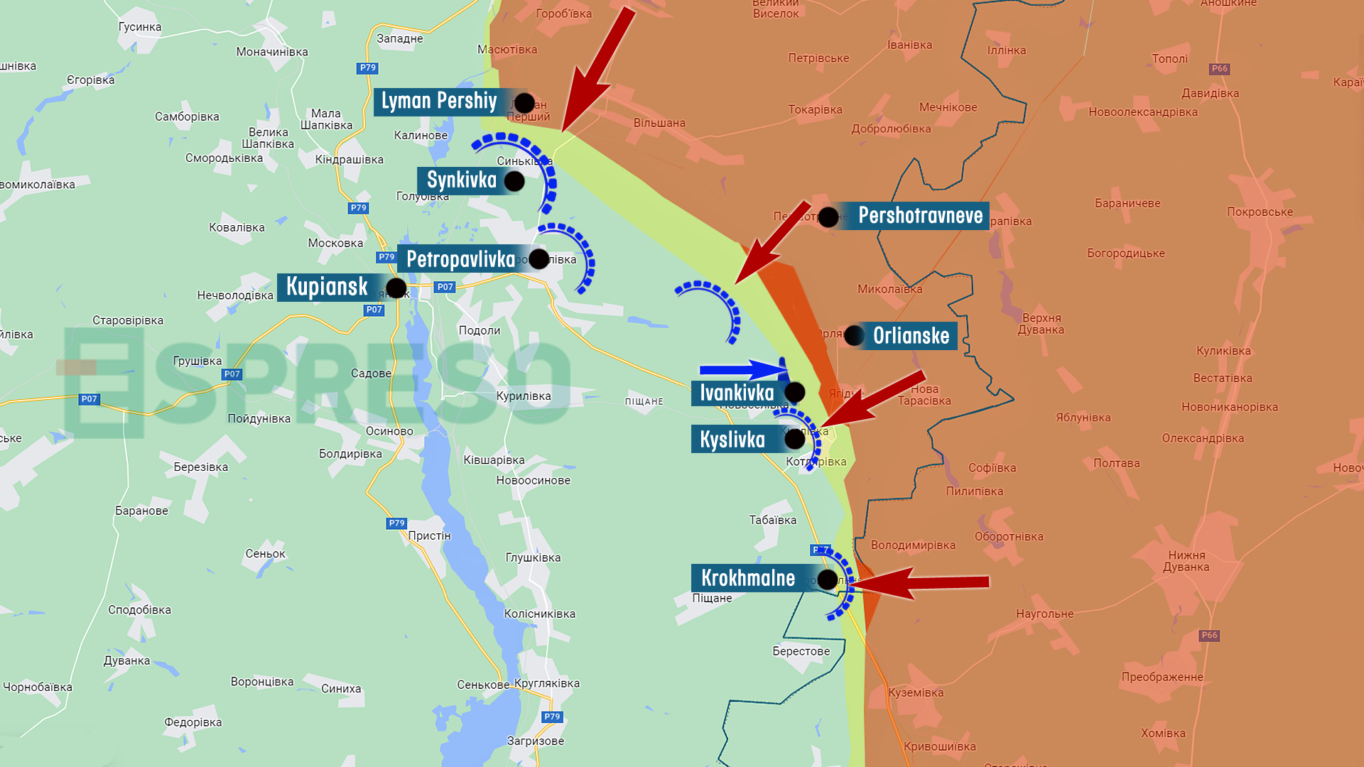 Map of fighting in Kupyansk sector