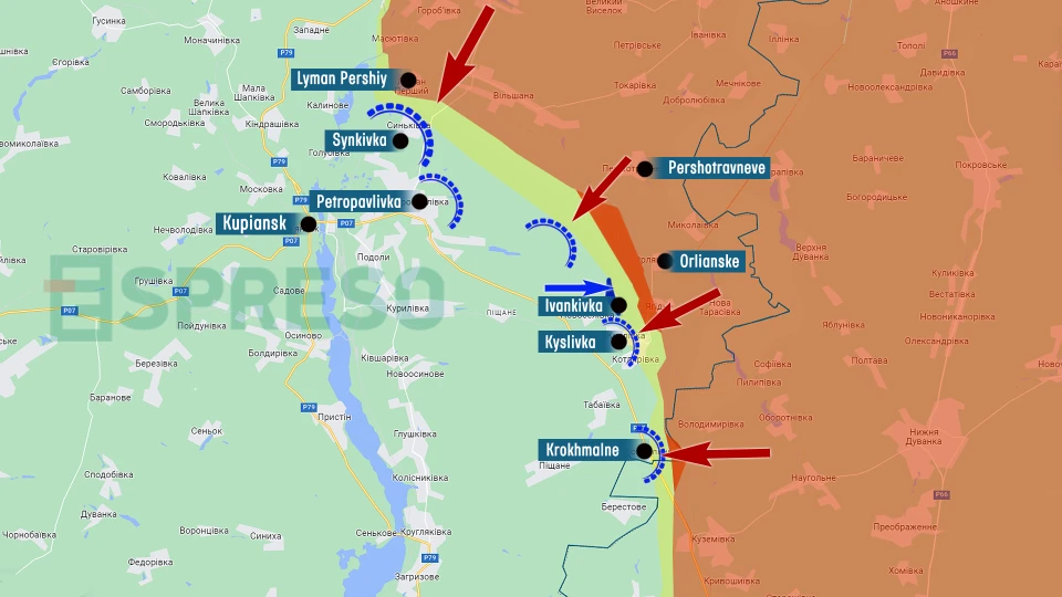Map of fighting in Kupyansk sector