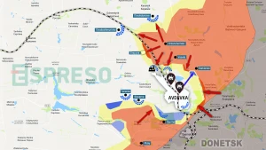 Map of fighting near Avdiivka Map of fighting near Avdiivka