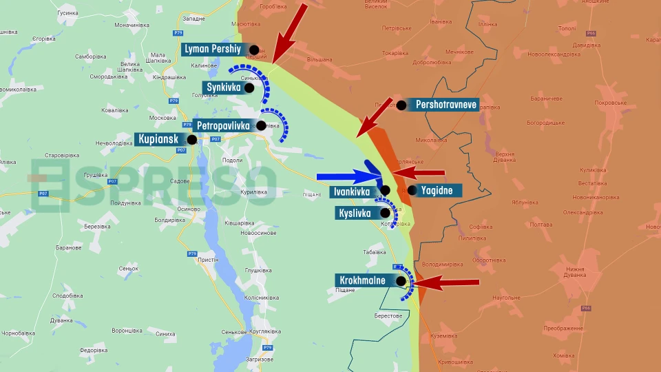 Map of fighting in Kupyansk sector