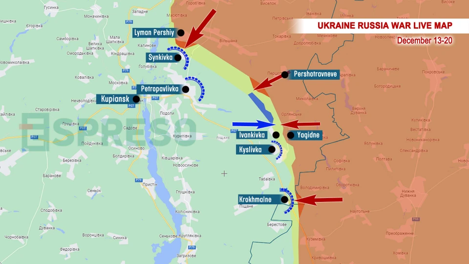 War live map in Ukraine for 20 December, front map Russia - Ukraine war