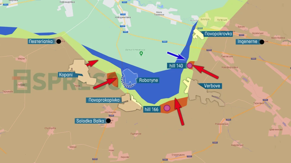 Map of fighting in Zaporizhzhia region