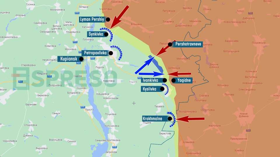 Map of fighting in Kupyansk sector