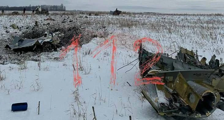 Crash site of Russian Il-76 aircraft
