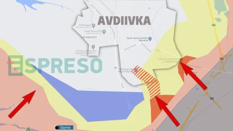 Map of fighting in Avdiivka