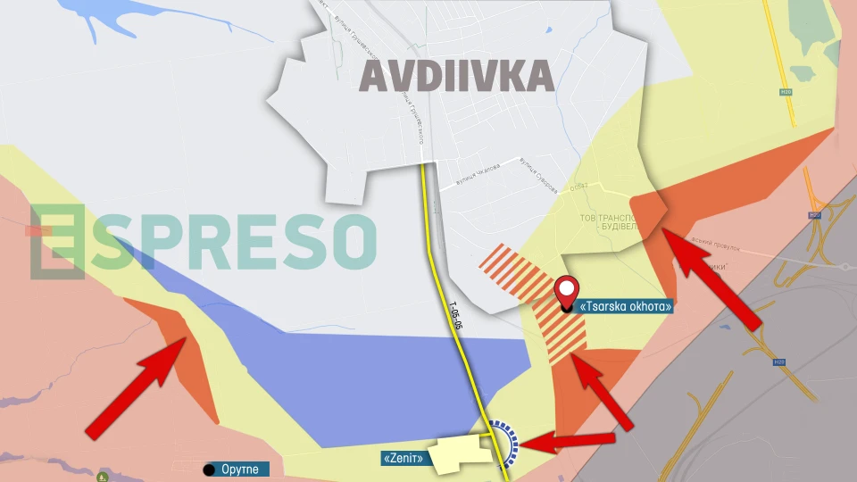 map of fighting in Avdiivka
