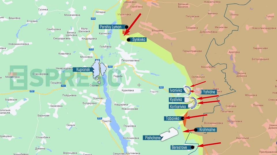 map of fighting in Kupyansk direction