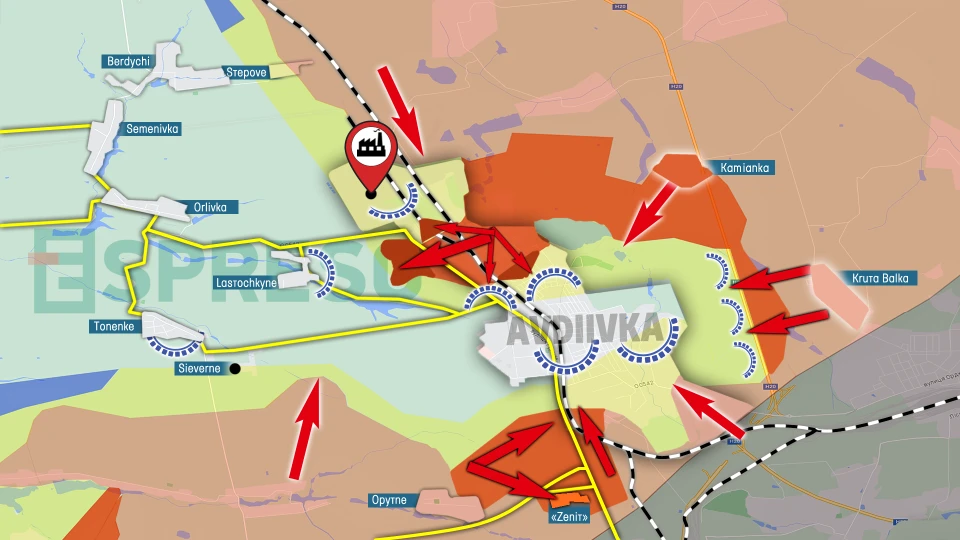Map of fighting in Avdiivka, Donetsk region