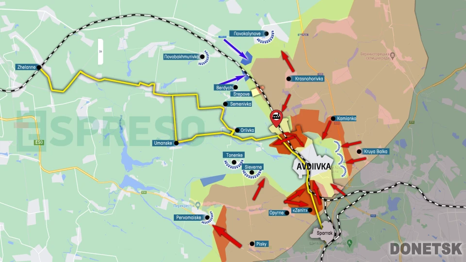 Map of fighting in Avdiivka, Donetsk region