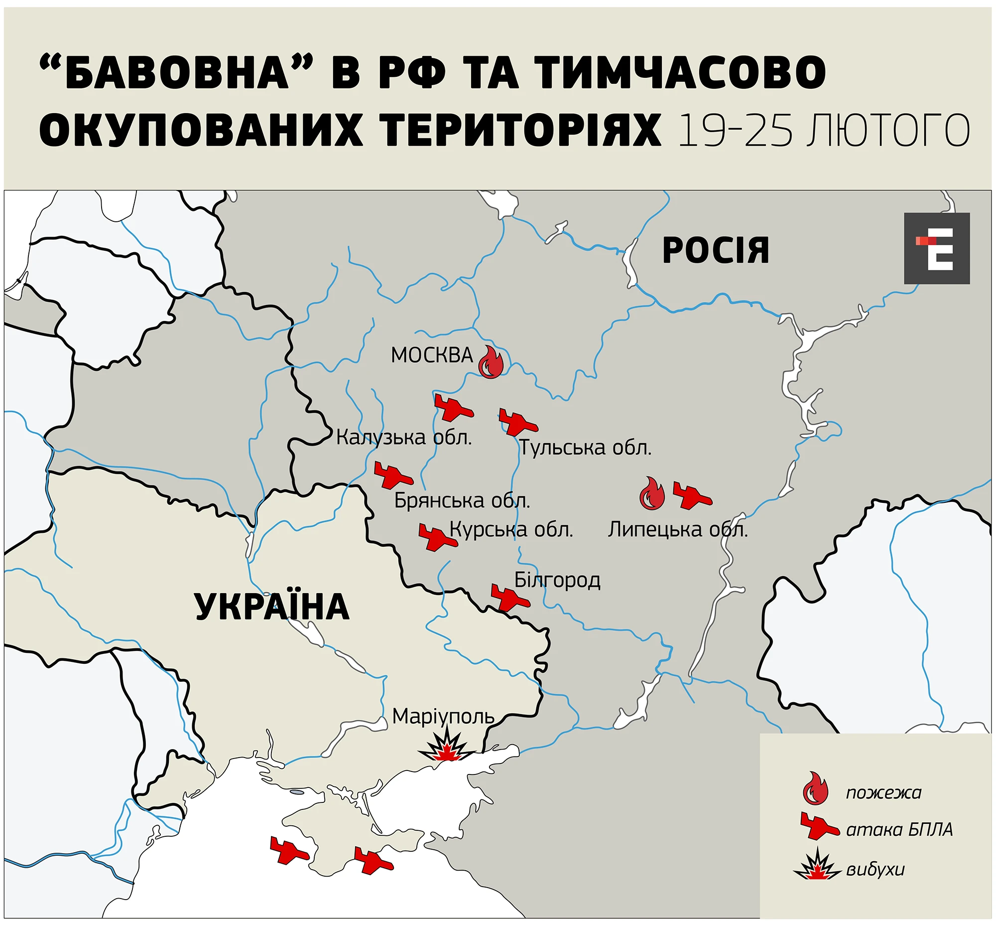 “Бавовна” в РФ та тимчасово окупованих територіях 19-25 лютого