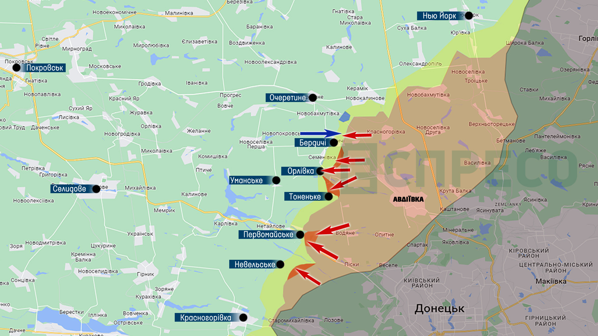 Карта бойових дій: Авдіївка