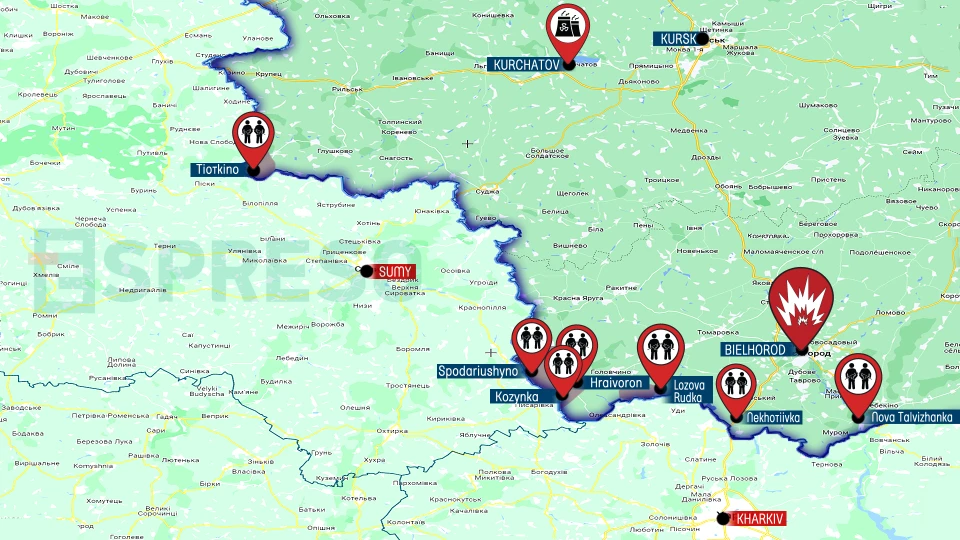 Map of fighting in Russia's border regions