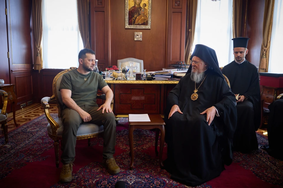 на фото: Володимир Зеленський та Патріарх Варфоломій