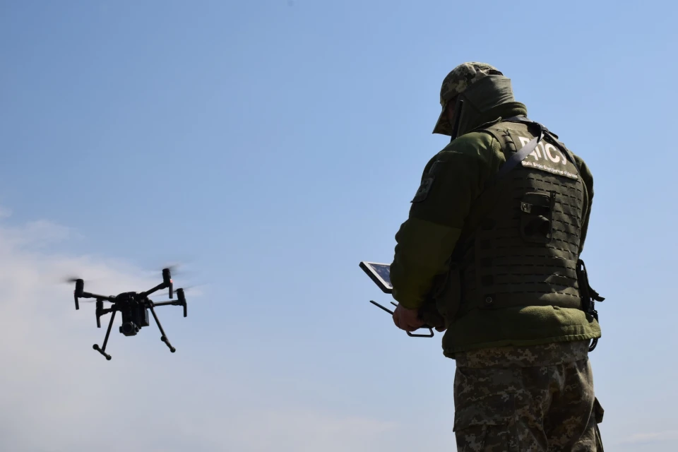 A border guard with a drone