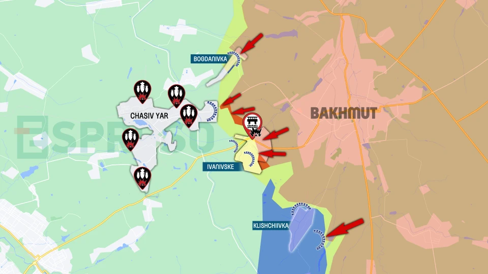Map of fighting in Bakhmut sector
