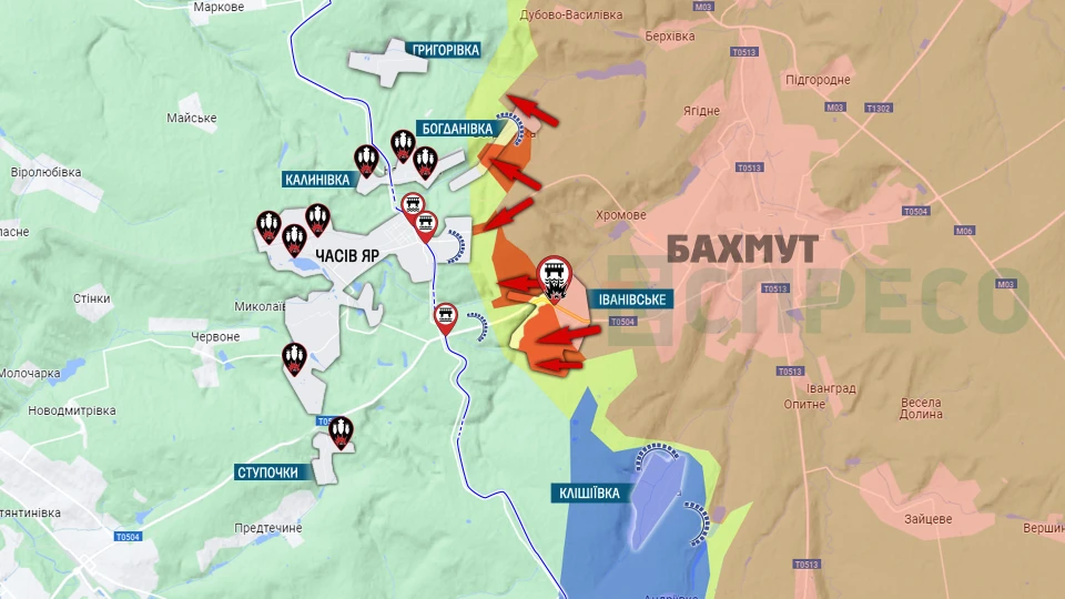 Карта бойових дій: Бахмут